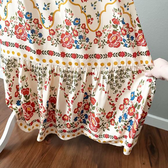 Celina Moon X Anthro Cotton Flutter Sleeve Floral Maxi Dress women’s size large - Picture 4 of 14